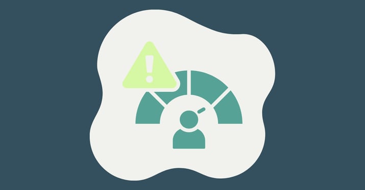 A green exclamation graphic over a meter showing a score graphic