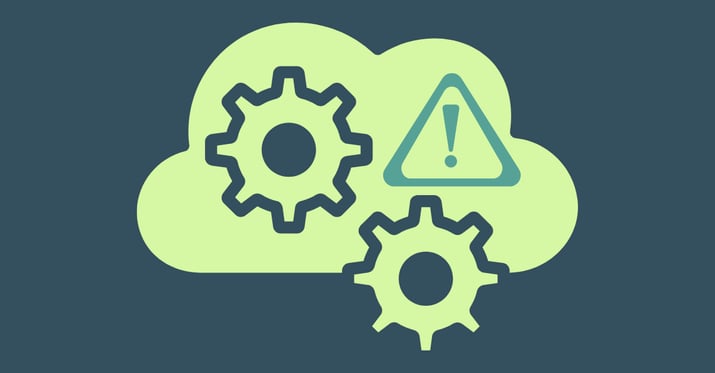 Graphic depicting gears and an exclamation point inside an image of a cloud. The blog is called The Hidden Risk of CUI in SaaS Platforms.